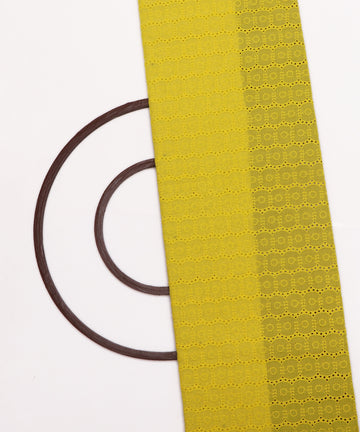 Yellow Colour Cotton ChikanKari Fabric ( 1 Meter )